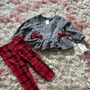 NWT carters Gray and Red Plaid Baby Outfit 12M